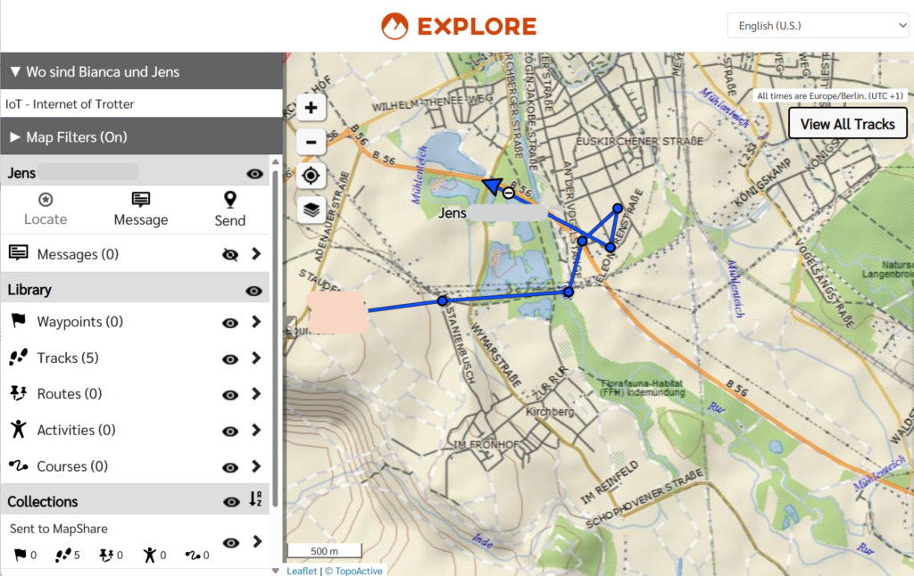 Kartenausschnitt mit einem GPS Track